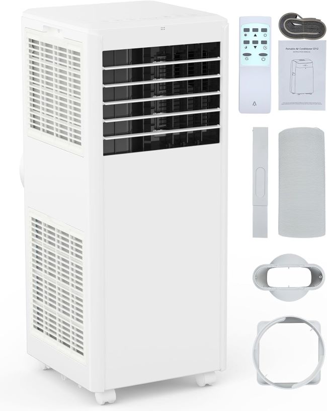 GarveeLife 8,000 BTU portable air conditioner with cooling, dehumidifier, fan, and remote control
