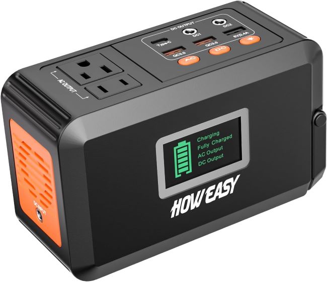 HOWEASY Portable Power Station charging phones and small electronics during camping in Texas