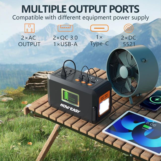 HOWEASY portable power station providing reliable backup power for camping, road trips, and outdoor adventures