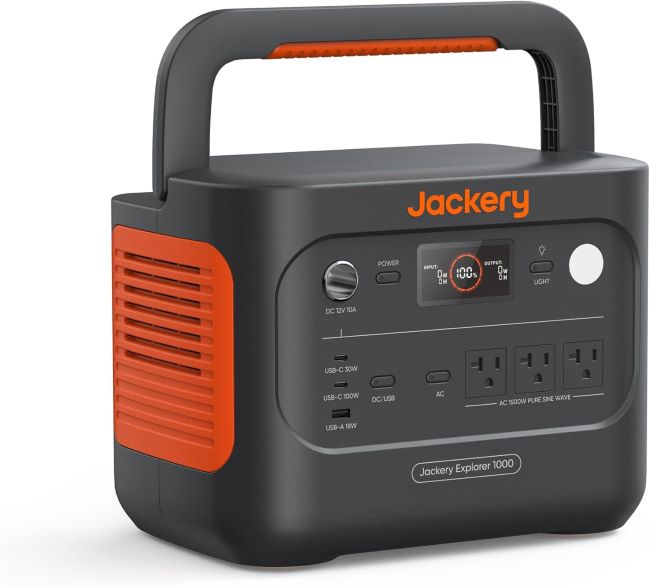 Jackery Explorer 1000 v2 portable power station powering devices during camping and emergency backup in California