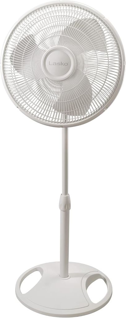 Lasko 16-inch oscillating pedestal fan with adjustable height and three quiet speed settings