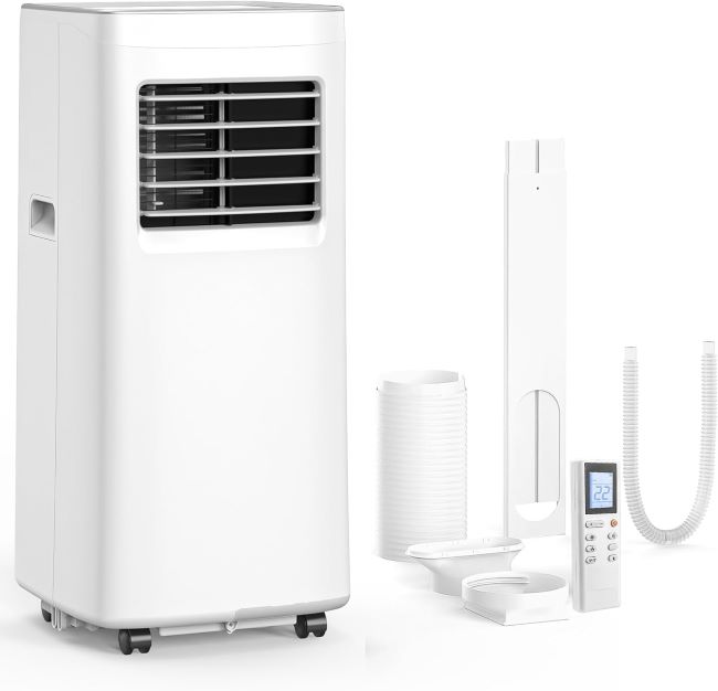 Line Blaster 8,500 BTU portable air conditioner with fan, dehumidifier, and window mounting kit