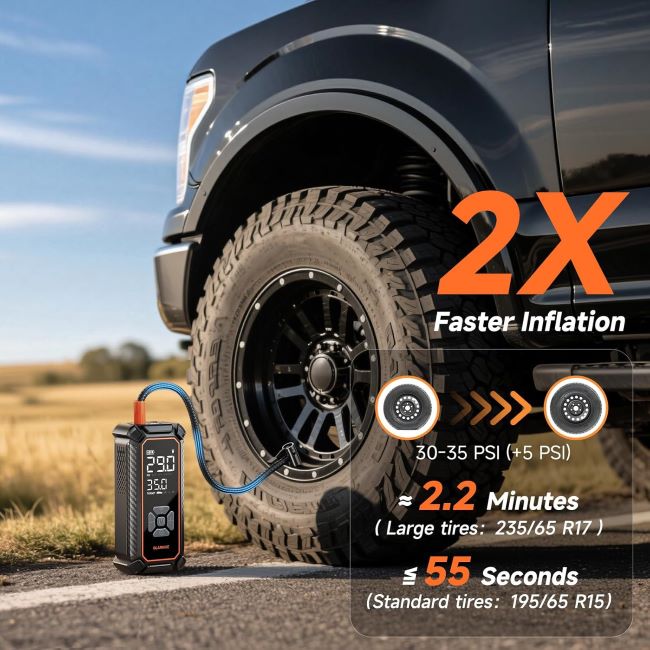 OlarHike portable tire inflator for cars, motorcycles, bicycles, and sports equipment outdoors