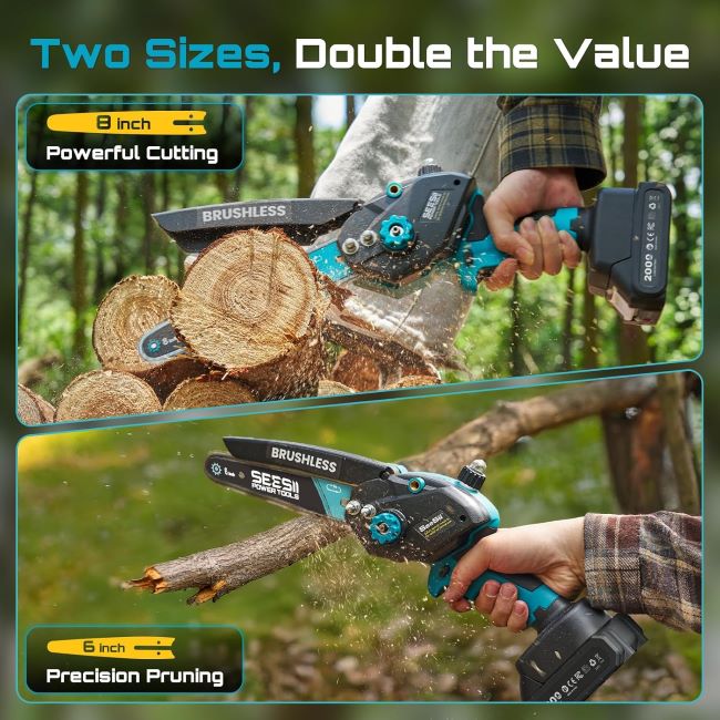 Affordable SEESII handheld chainsaw for pruning trees and yard maintenance