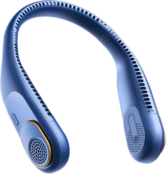 SWEETFULL portable bladeless neck fan with 5200mAh rechargeable battery, four speeds, and up to 20 hours of cooling