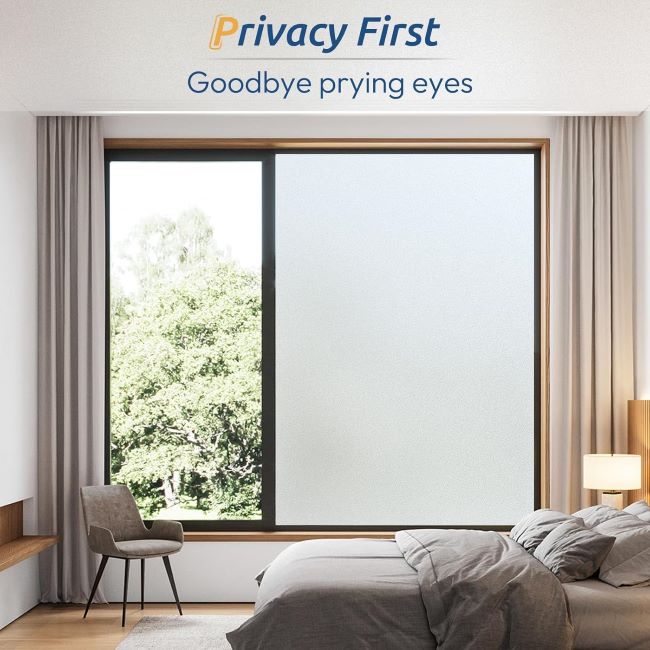 rabbitgoo frosted window privacy film with UV and heat blocking for bathrooms and glass doors