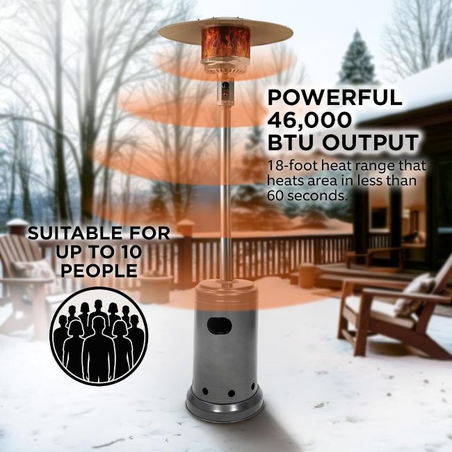 Amazon Basics Propane Patio Heater providing warmth for a residential outdoor space