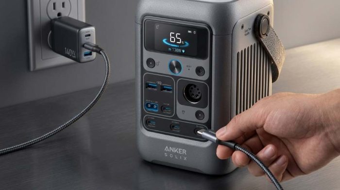 Anker SOLIX C300 battery display during charging