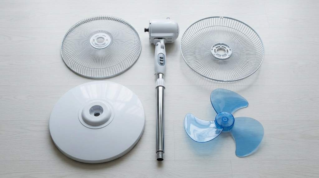 Assembling an oscillating pedestal fan step by step