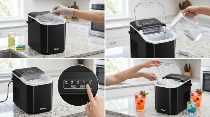 Cleaning a Silonn countertop ice maker interior safely