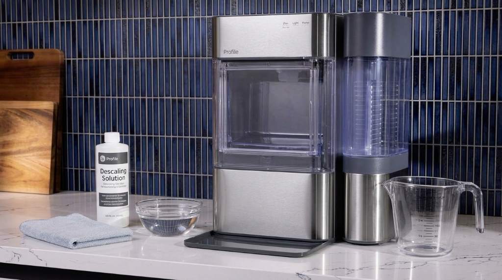 Descaling GE Profile Opal Ultra Ice Maker with cleaning solution