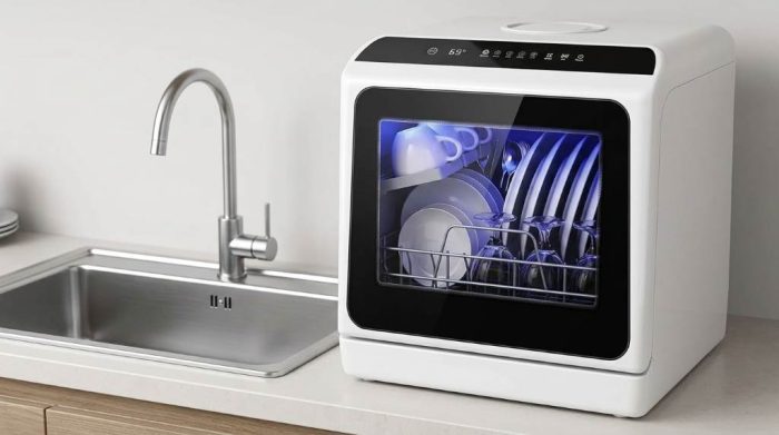 Drain hose setup for portable countertop dishwasher