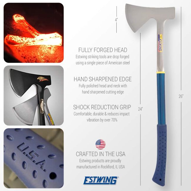 ESTWING Camper's Axe designed for camping, firewood preparation, and outdoor use