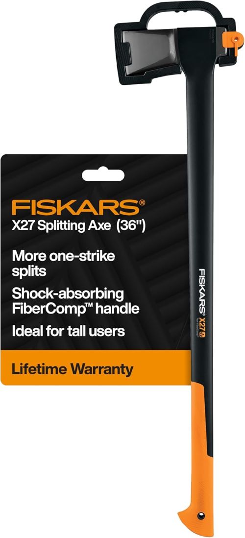 Fiskars X27 Firewood Splitting Axe for camping and firewood preparation in Michigan