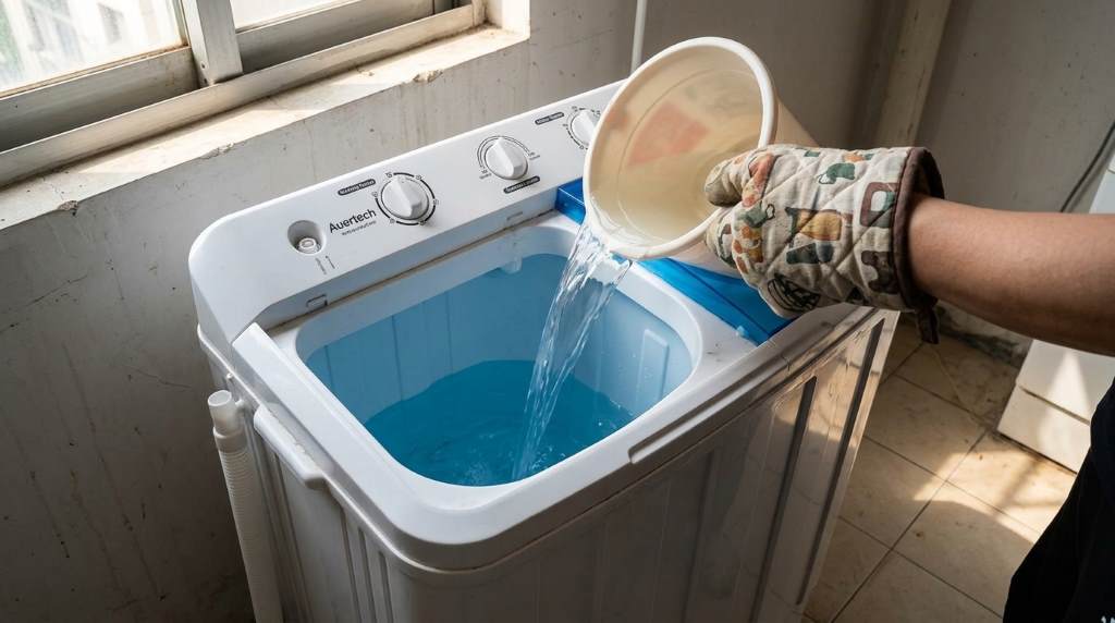 Loading clothes into an Auertech portable washing machine correctly