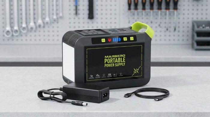 Marbero 88Wh power station powering camping electronics
