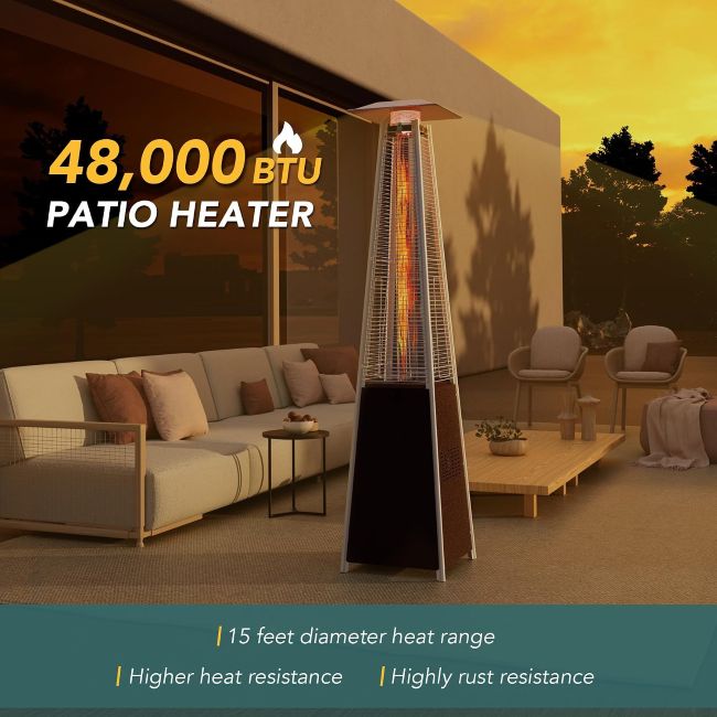 Pamapic 48,000 BTU patio heater providing warmth for outdoor gatherings