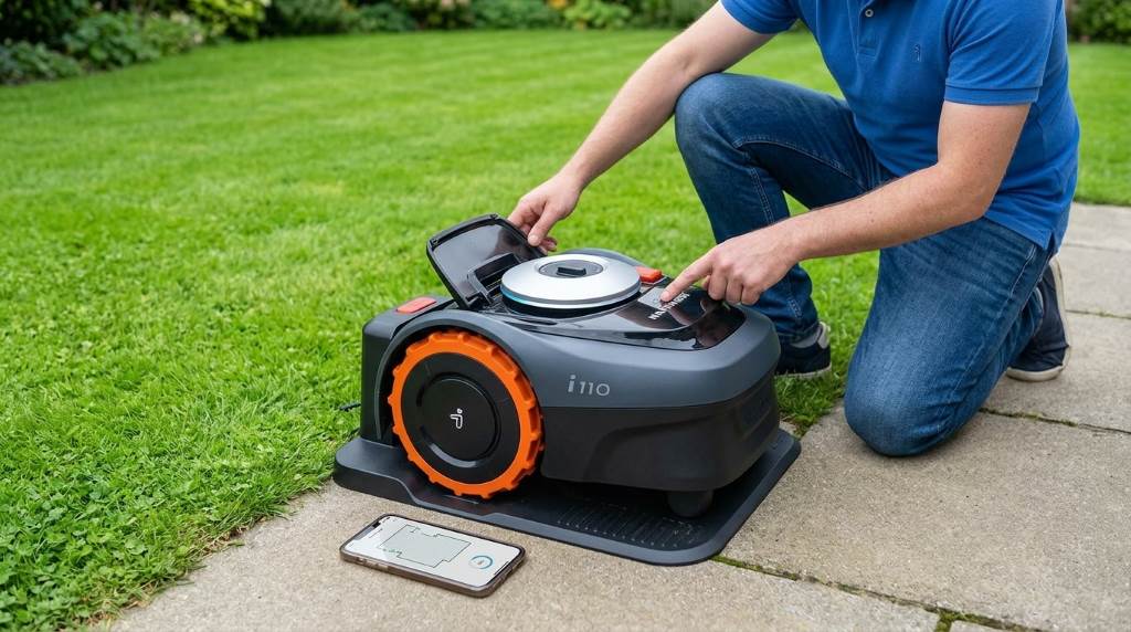 Segway Navimow i110N robotic mower completing first lawn setup