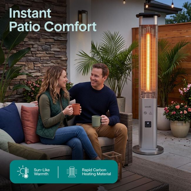 SereneLife portable electric patio heater with adjustable heat settings