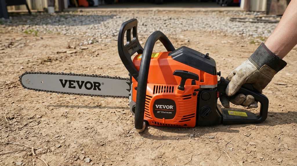 Starting a Vevor 20 inch gas powered chainsaw safely
