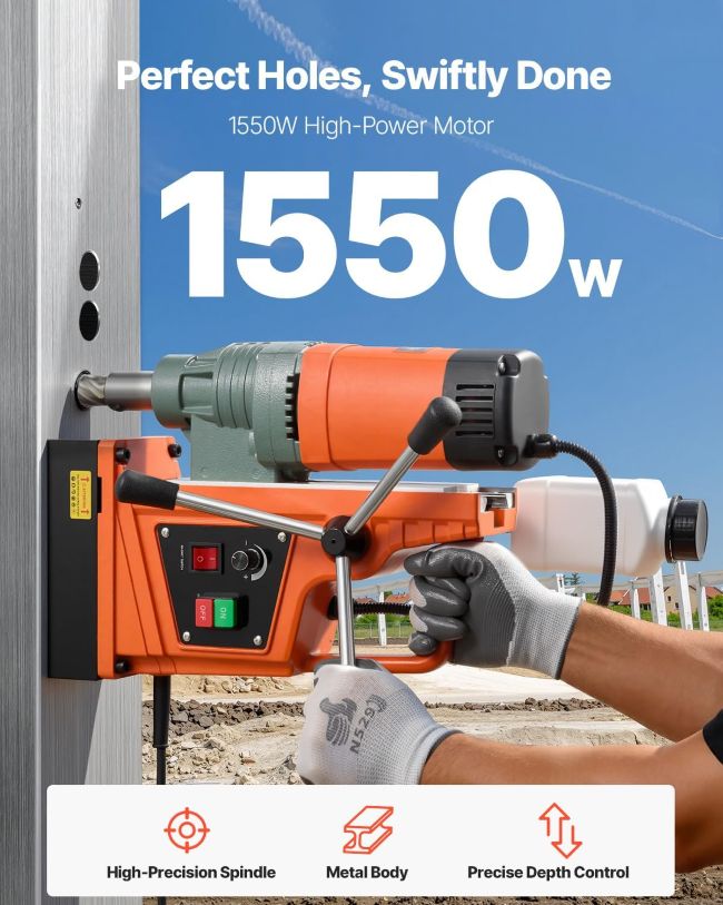 VEVOR 1550W magnetic core drill for Georgia metalworkers