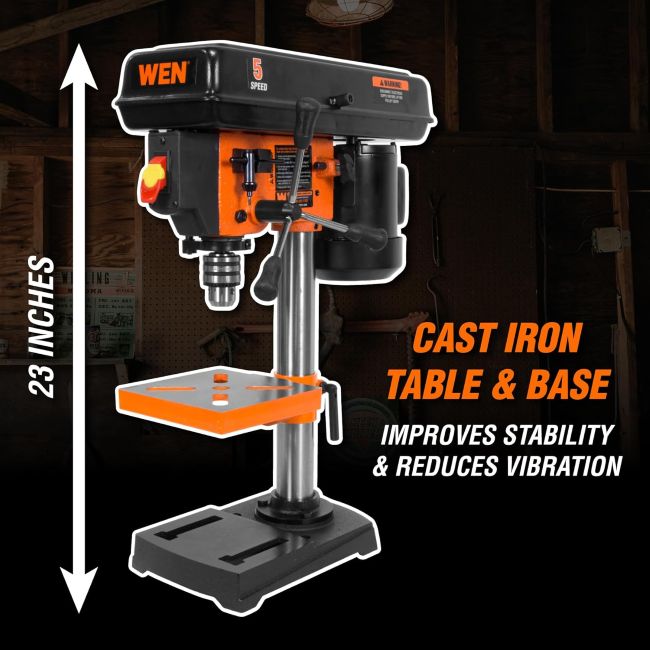WEN 4206T benchtop drill press with 5-speed settings for versatile drilling