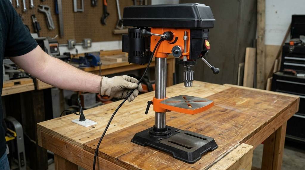 Adjusting variable speed Reeves pulley belt on Wen DP1263V benchtop drill press