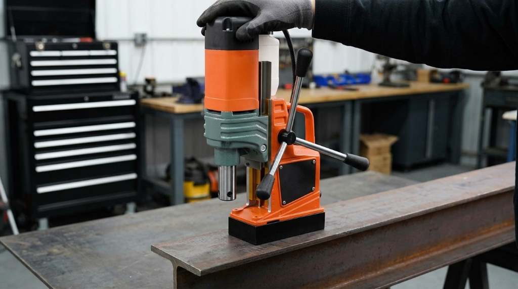 Aligning annular cutter pilot pin on Vevor 1450W mag drill press