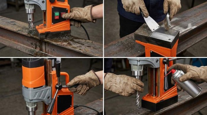 Cleaning motor armature commutator bars on Vevor magnetic drill