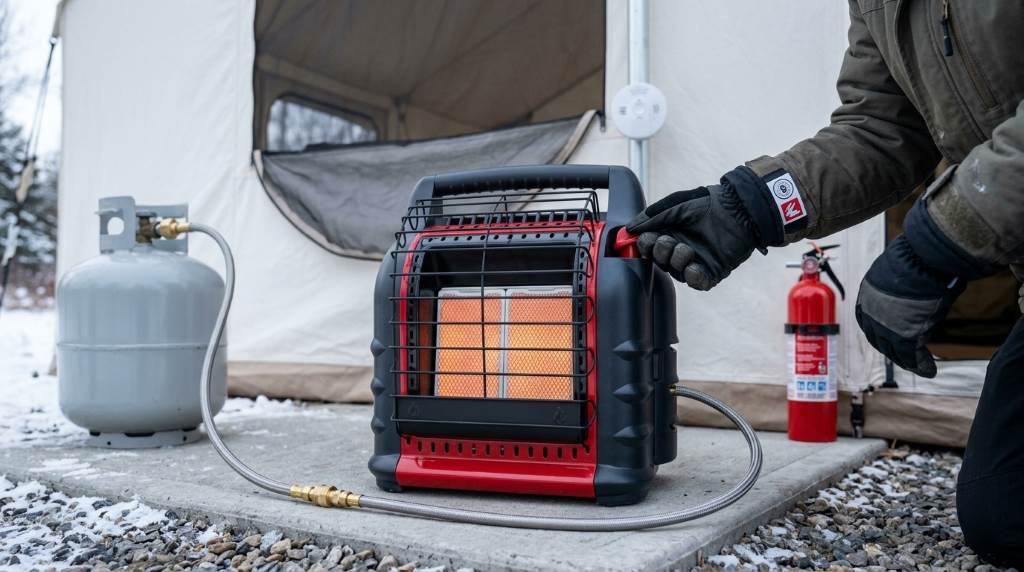 Connecting dual propane cylinders to Mr Heater 18000 BTU heater