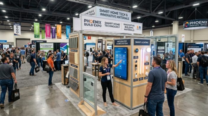 Display of innovative building materials and smart home technology at the Phoenix Build Expo exhibition floor