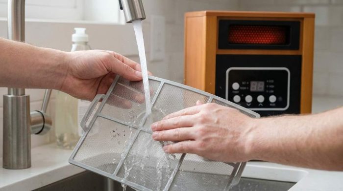 Resetting mechanical tip-over safety switch on Dr Infrared space heater