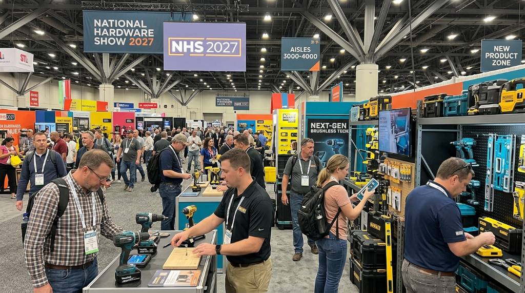 Visitors exploring new tool and hardware products at the National Hardware Show 2027